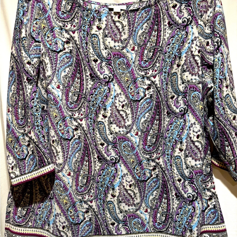 J Jill 1X Paisley scoop neck multi colored tunic.